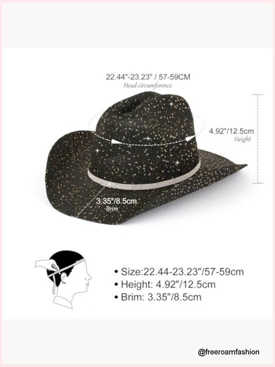 Sparkling Sequin Cowboy Hat with Thread Detail Cowgirl Hat for Parties
